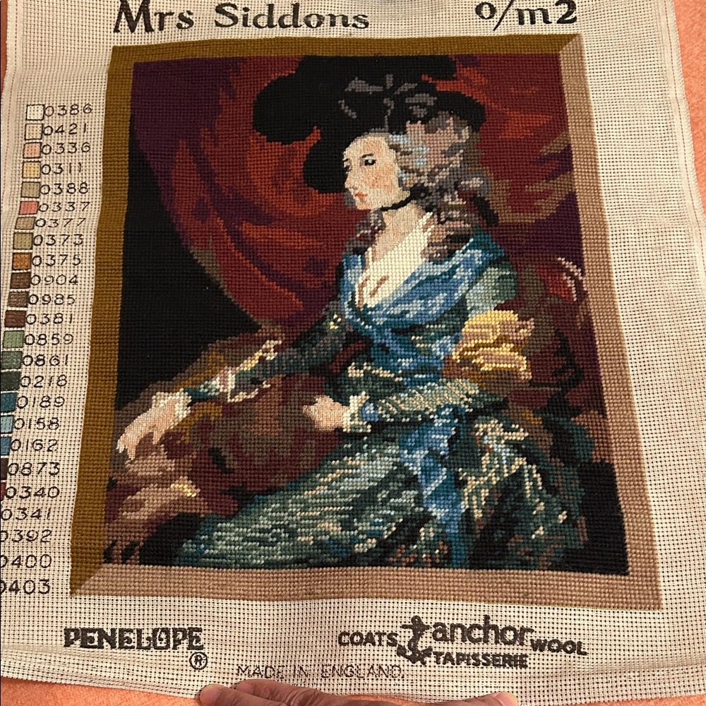 Vintage completed wool tapestry needlepoint Mrs Siddons